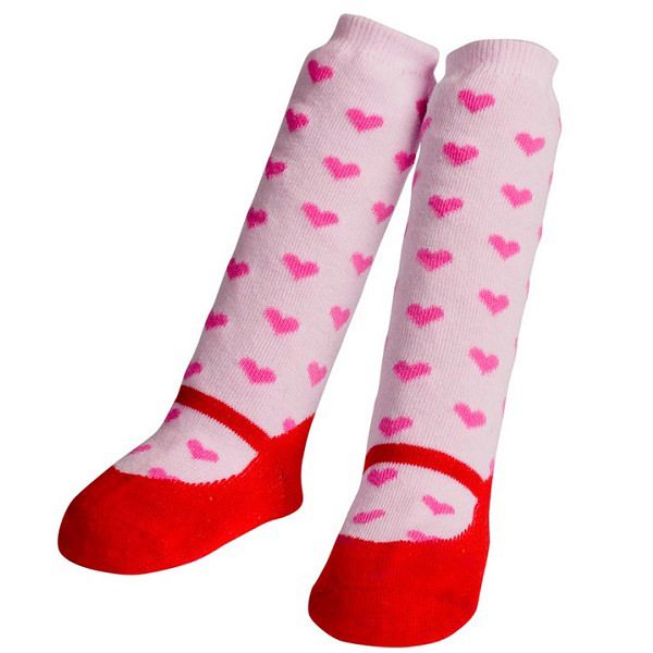 美國 Jazzy Toes - 時尚造型棉襪單入組-桃紅愛心長襪