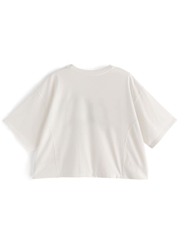 日本 GRL - 美式復古刺繡短袖上衣-米白 (F)