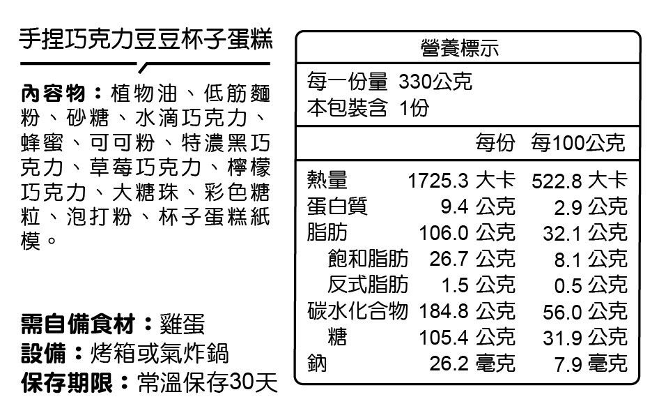 自己做烘焙聚樂部 - 手捏巧克力豆豆杯子蛋糕【常溫】