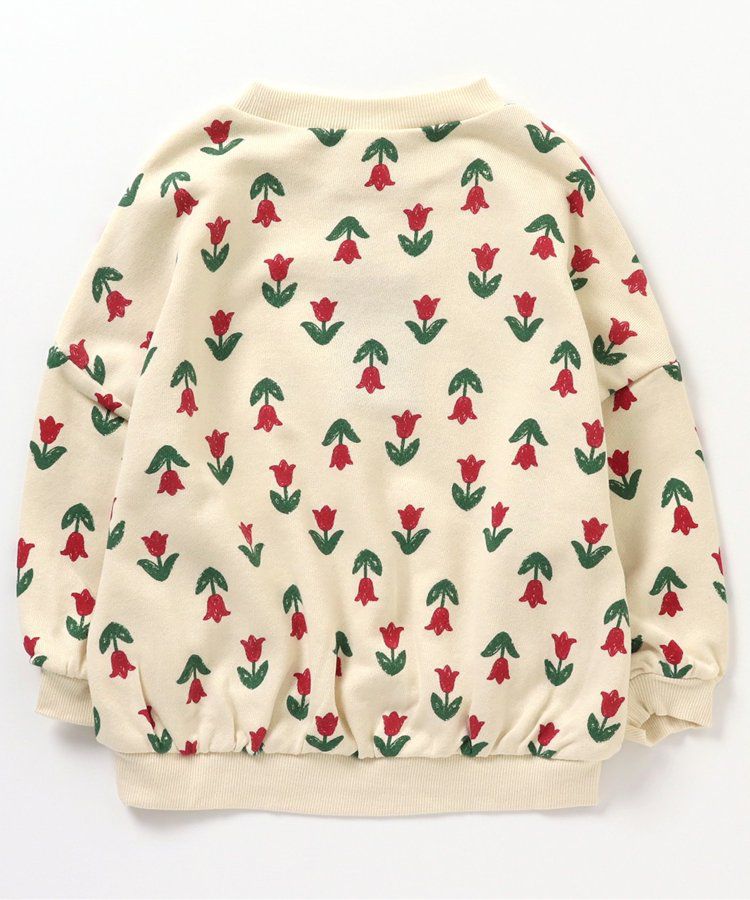 日本 BREEZE - 滿版印花裏毛長袖上衣-蘋果-焦糖