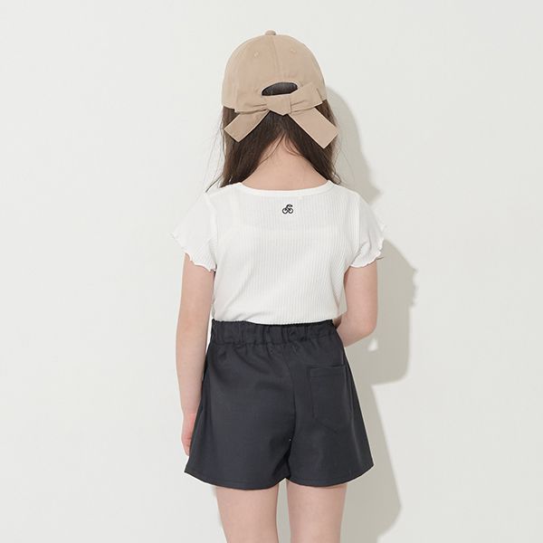 日本 Lycee mine - 迷你刺繡羅紋捲邊時尚短上衣-奶油黃