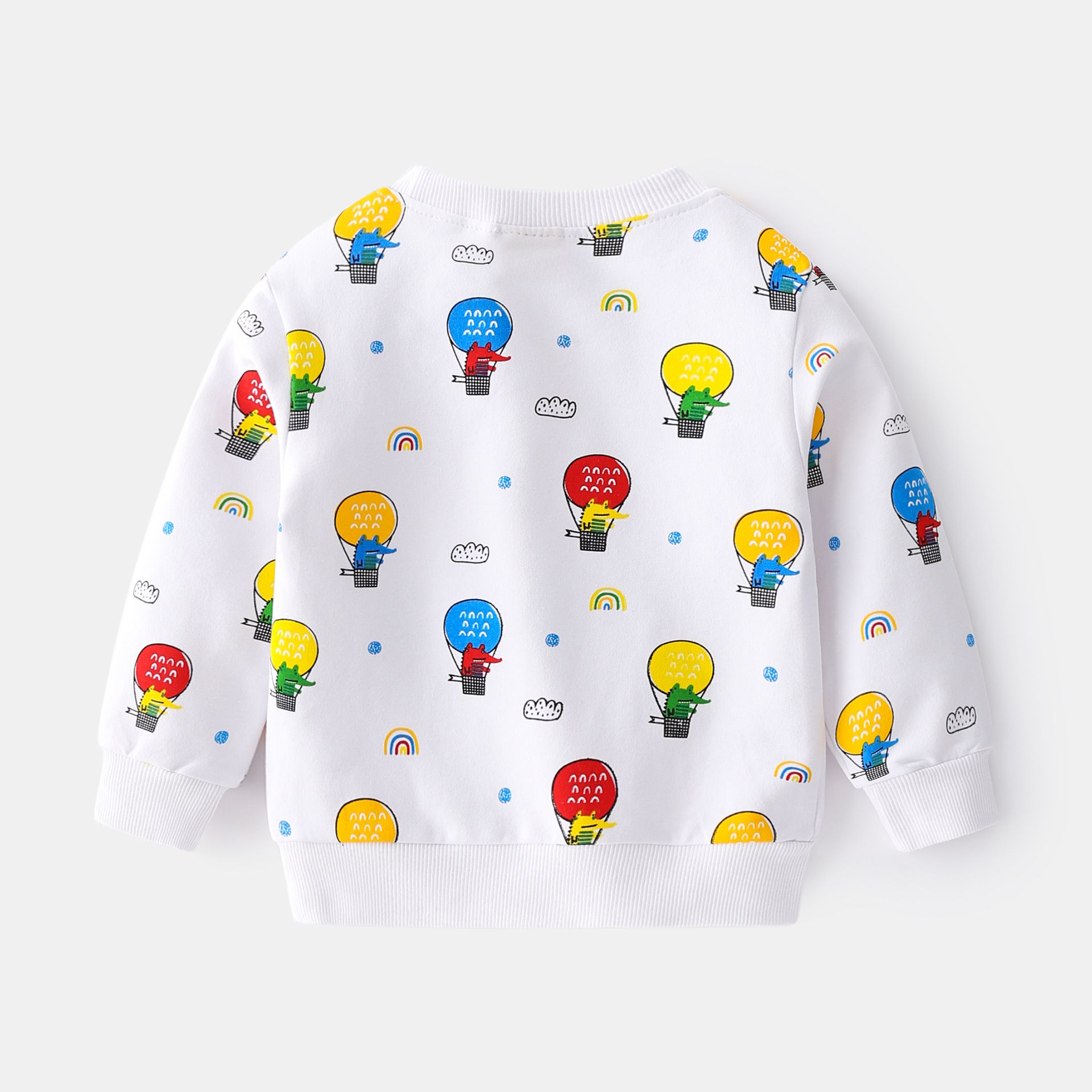WELLKIDS - 圓領棉質長袖上衣/大學T-繽紛熱氣球-湖水藍