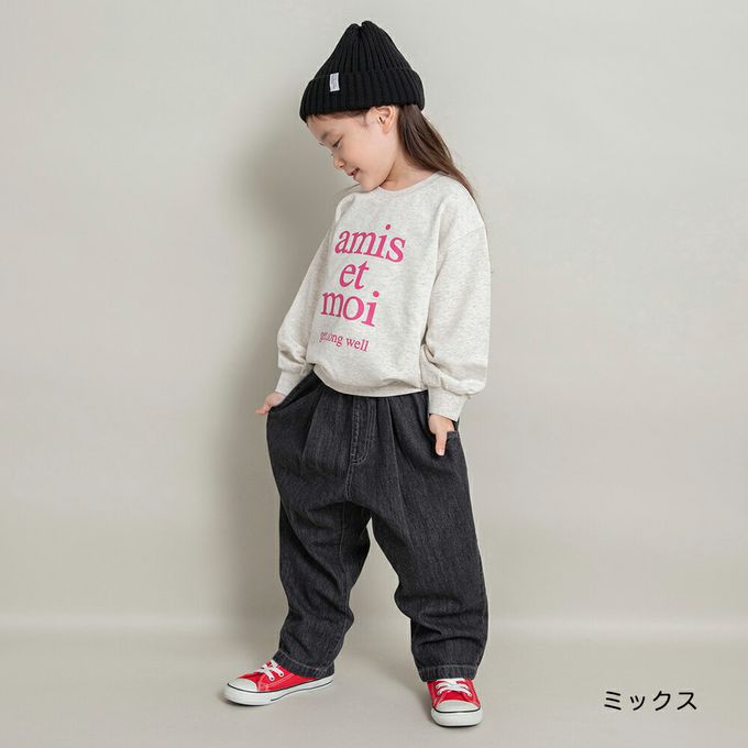 日本 BRANSHES - 可愛女孩印花縮口長袖上衣-熊熊-奶白