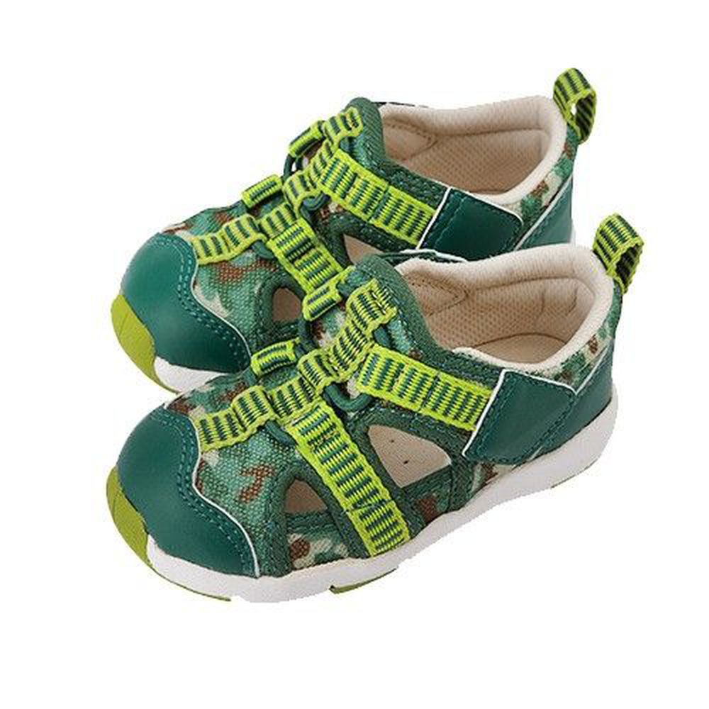 日本 Combi - 機能童鞋/學步鞋-活力迷彩幼兒機能涼鞋-寶寶段-青草綠