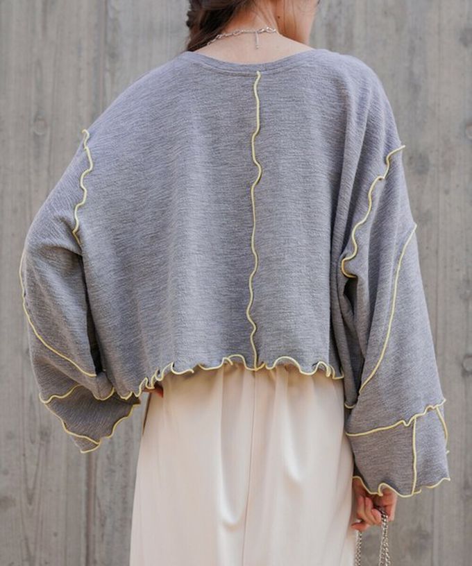 日本 Bab - 活力跳色感木耳邊大寬袖上衣-白x橘