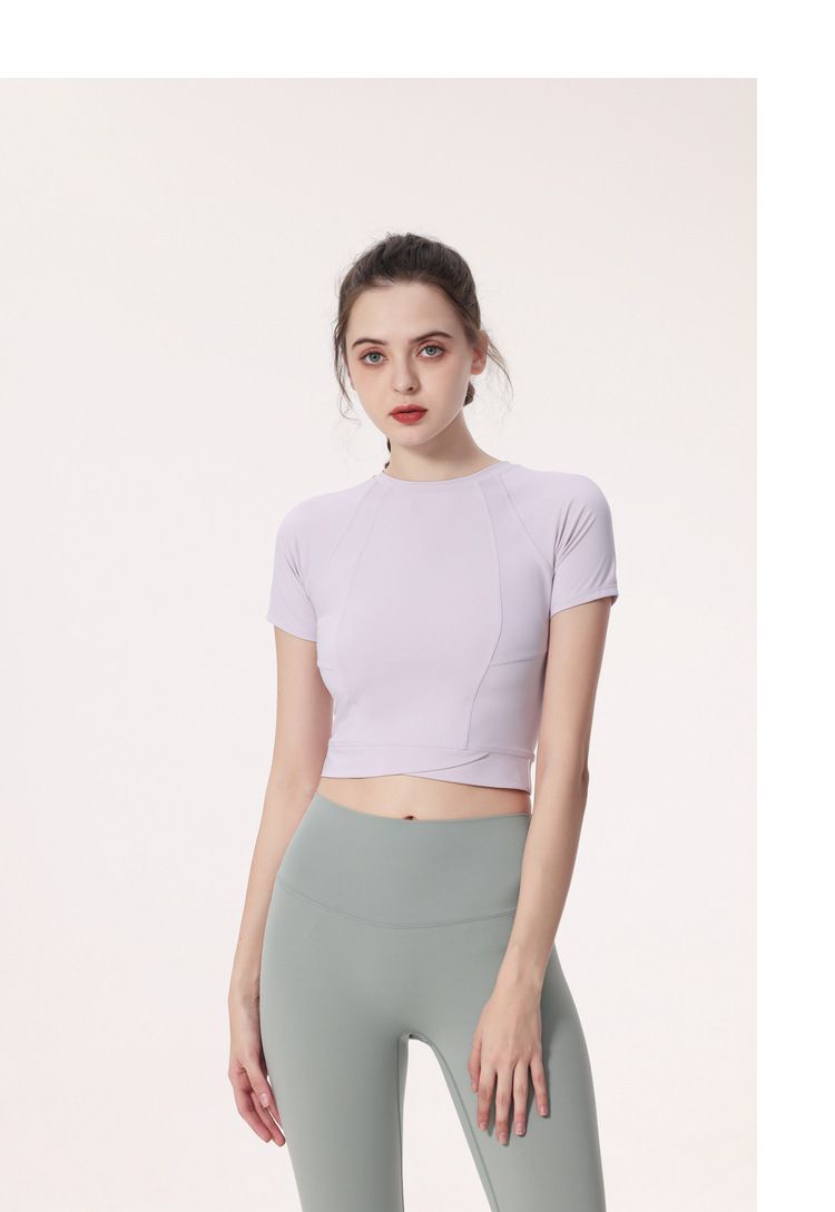 短版緊身速乾短袖運動上衣-黑色