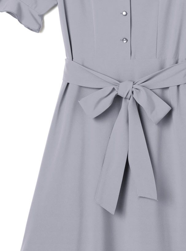 日本 GRL - 美背露腰蝴蝶結綁帶短袖洋裝-星塵藍