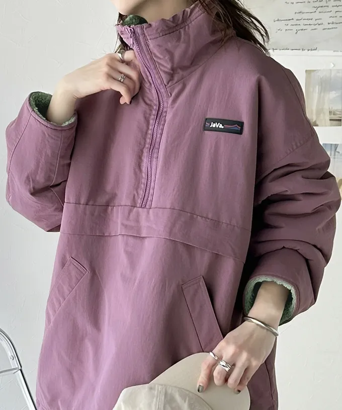 日本 Classical Elf - 山系雙面穿毛絨寬版長袖上衣-黑