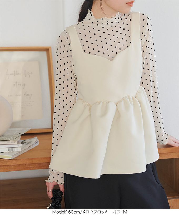 日本 Kobe Lettuce - 華美透膚內搭長袖上衣-光澤木耳領-黑