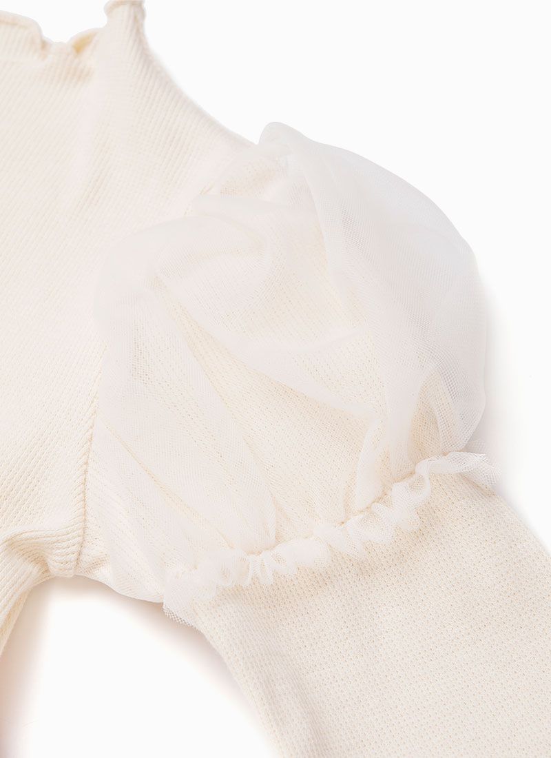 韓國 OZKIZ - 星星柔彩網紗拼接洋裝-奶油米