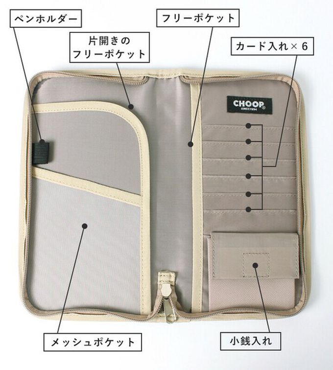 日本 LIZDAYS - 存摺護照卡片多用途收納包-(防盜設計)-淺卡其
