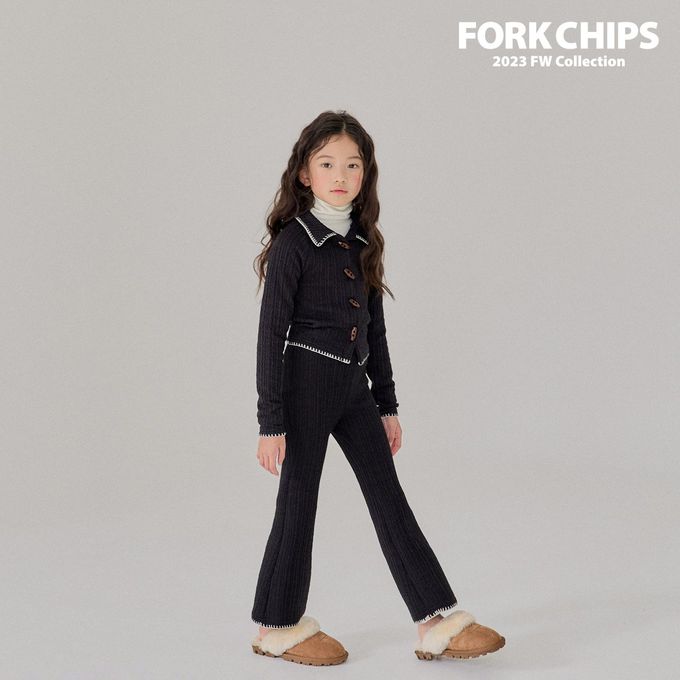 韓國 FORK CHIPS - 編織感牛角釦針織外套-黑