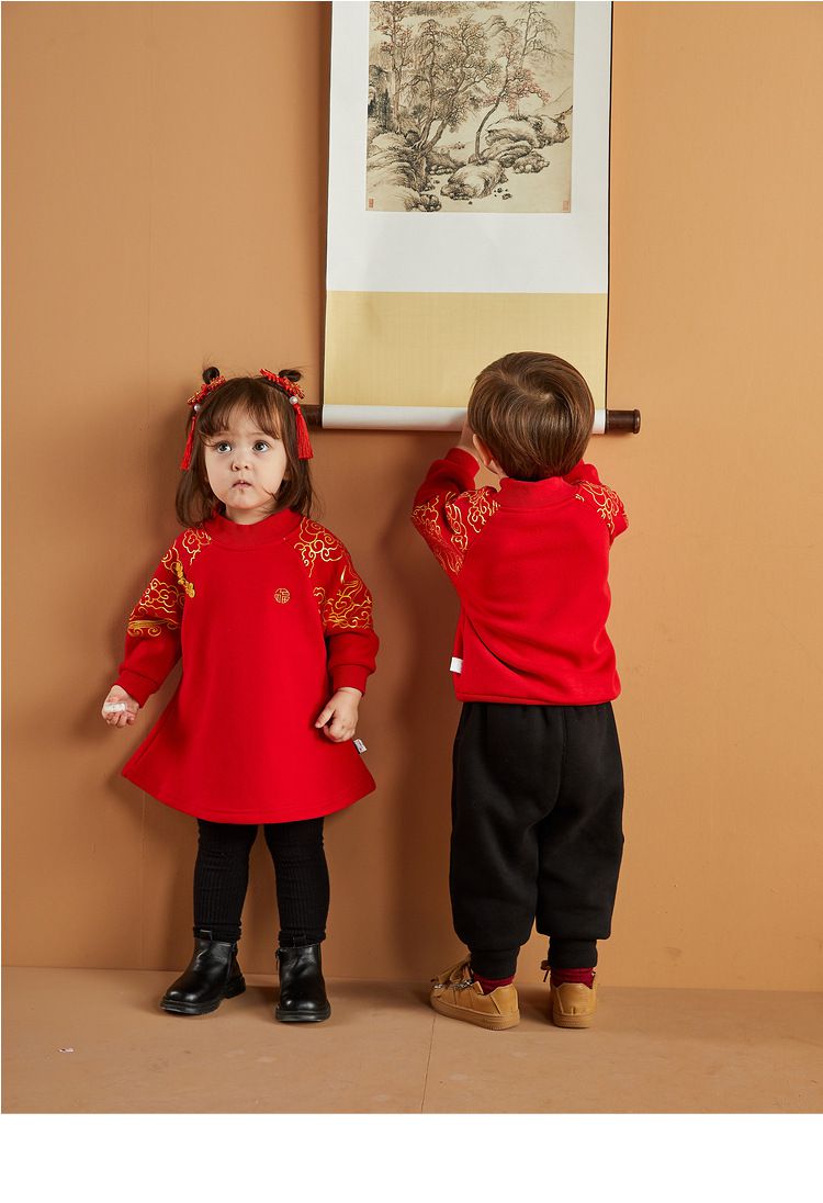 加絨喜氣洋洋連身裙-平安結