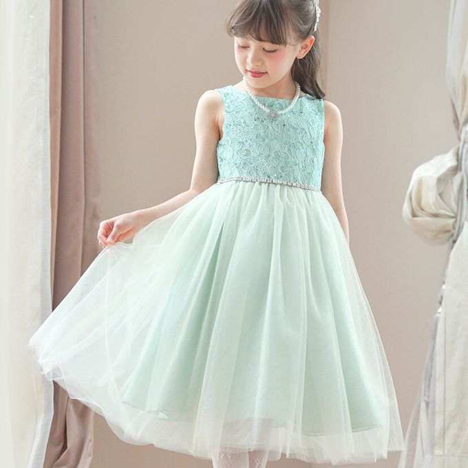 日本 Catherine Cottage - 腰鑽飾前蕾絲後緞面洋裝/小禮服-珊瑚粉