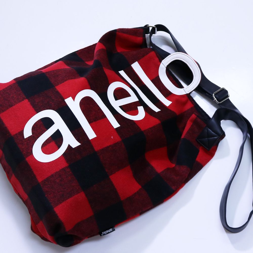 O形環手柄單肩包側背包-英格蘭格紋-RE紅色