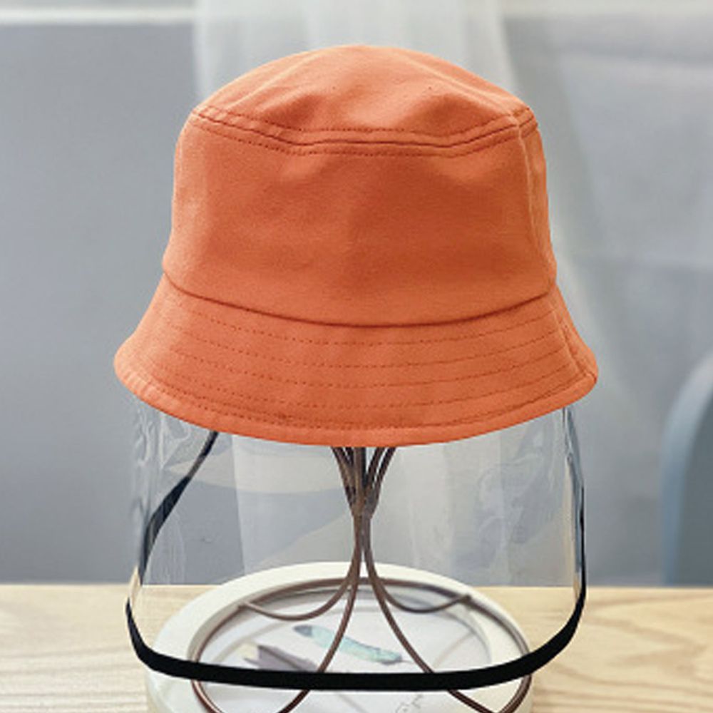 兒童防飛沫面罩遮陽漁夫帽-橘色