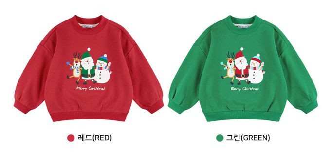 韓國 WALTON kids - (內磨毛)聖誕節節慶長袖上衣-紅