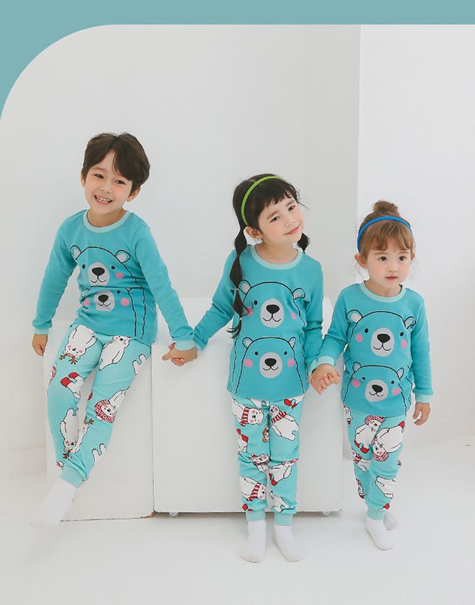正韓 Puco - 超優質嬰幼兒/兒童長袖100% 有機純棉家居服/睡衣-抱抱北極熊