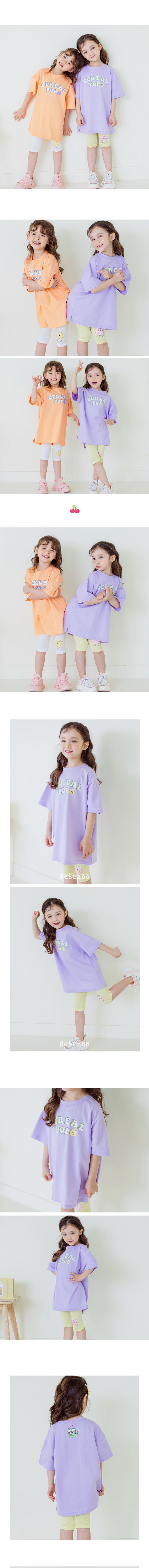 韓國 Bebezoo - 字母笑臉印短袖上衣-薄荷綠