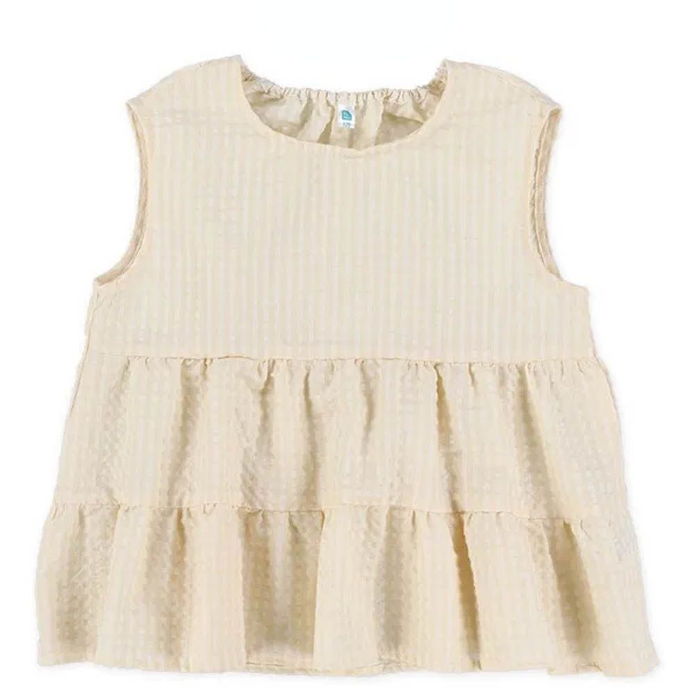 可愛波浪結層次背心上衣-米白