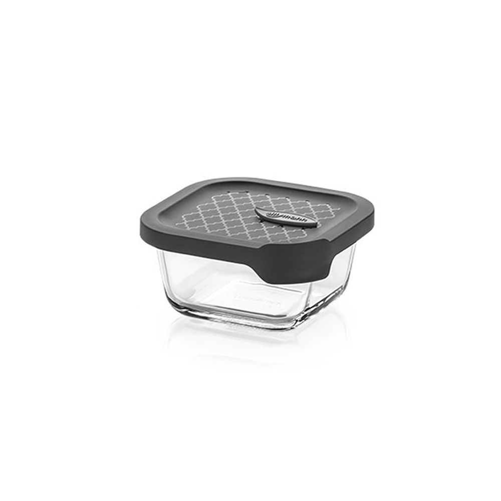 韓國 sillymann - 100%鉑金矽膠微波烤箱輕量玻璃保鮮盒(正方型300ml)-灰
