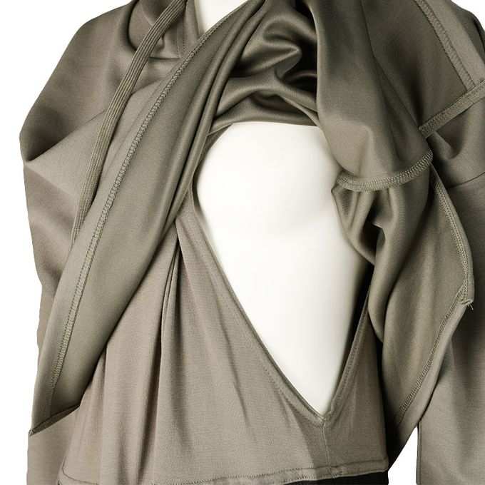 akachan honpo - 長袖假兩件洋裝-軍綠色