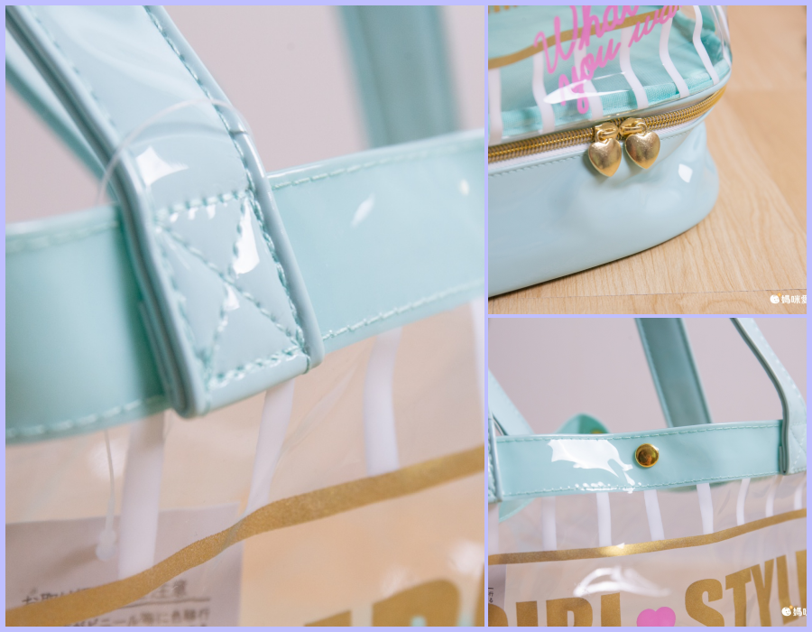 日本服飾代購 - 上下分層透明PVC肩背包-水手條紋-黑