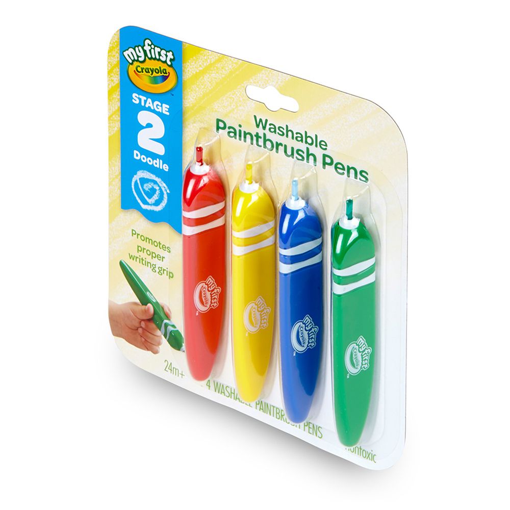 Crayola繪兒樂 - 幼兒可水洗三角筆桿塗鴉軟毛筆4色