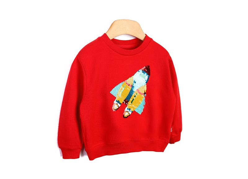 韓國 OZKIZ - 閃亮變色長袖大學T-火箭紅