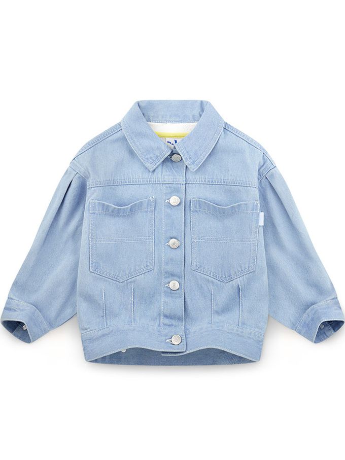 韓國 Jelispoon - 大口袋鈕釦翻領牛仔外套