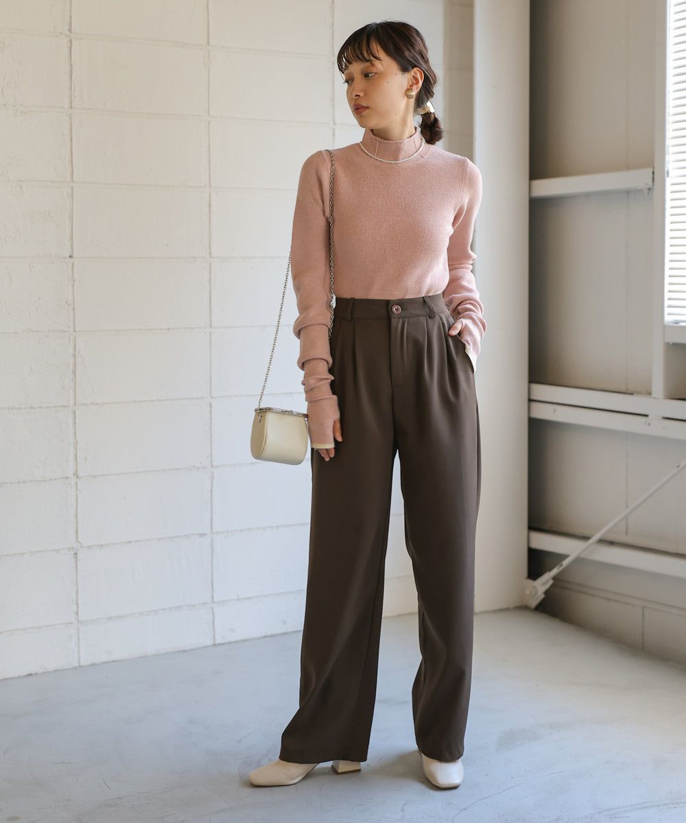 日本 Bab - 高級感小立領彈性針織上衣-象牙