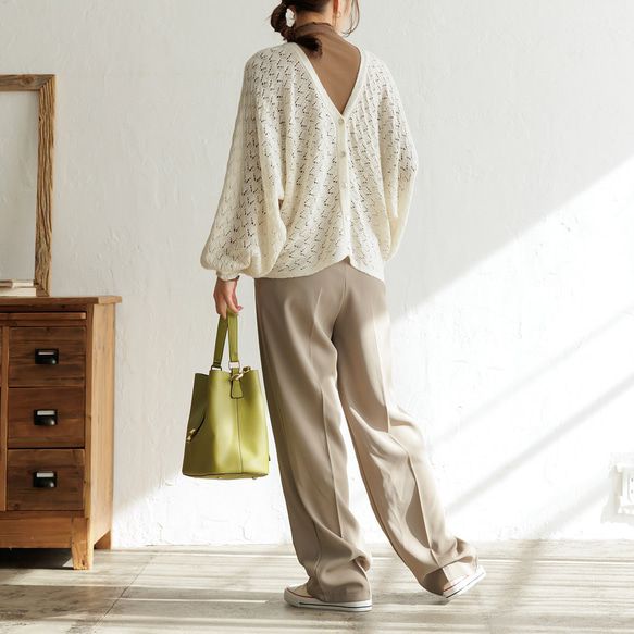 日本 ihuu - 毛海觸感鏤空針織2WAY開襟衫-淺灰