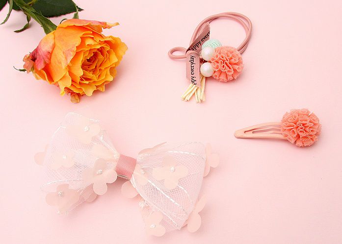 韓國 Bimbo Bimba - 髮飾禮盒組-蜜桃粉A