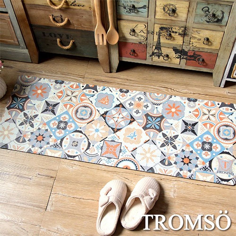 TROMSO - 廚房防油皮革地墊-古典花磚-120x45公分