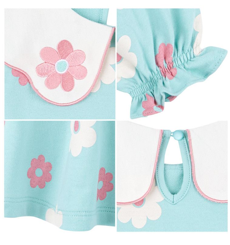 韓國 HEJMINI - 粉白花花甜美洋裝-薄荷綠