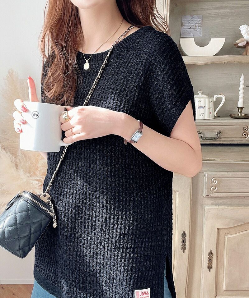 日本 Classical Elf - 百搭清新鉤針無袖上衣/背心-黑