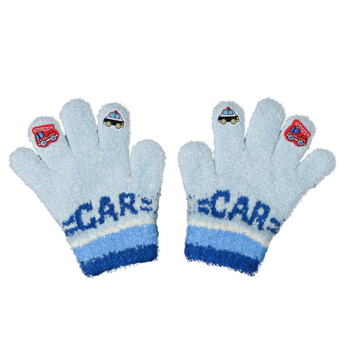 akachan honpo - 5指手套-指尖交通工具-淺藍色 (100cm)