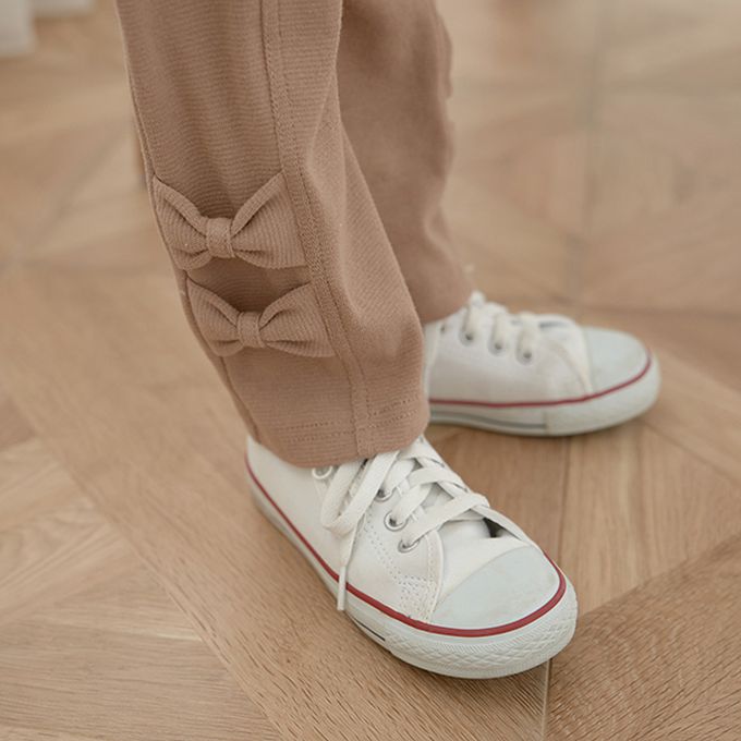 日本 Lycee mine - 定番蝴蝶結簡潔舒適長褲-灰藍