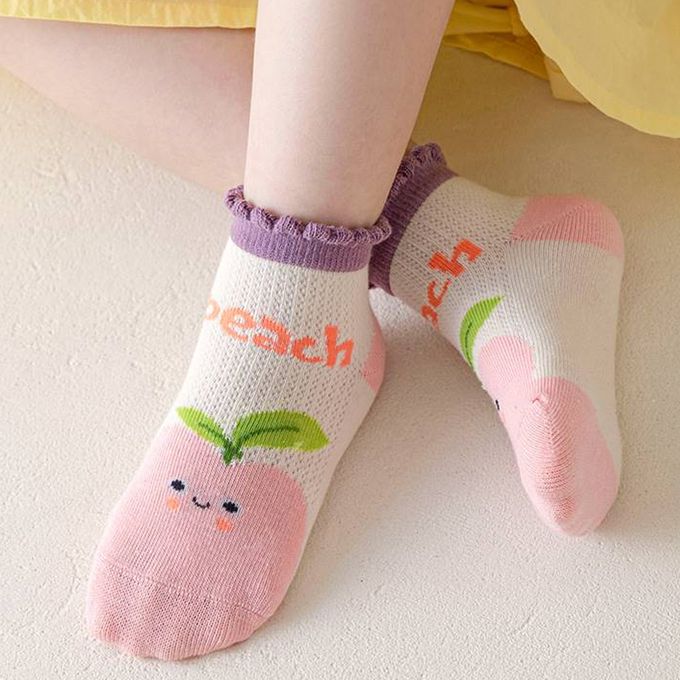 腳ㄚ子 - 幼/兒童透氣網眼襪 童襪 襪子 棉襪 兒童襪-粉色小桃