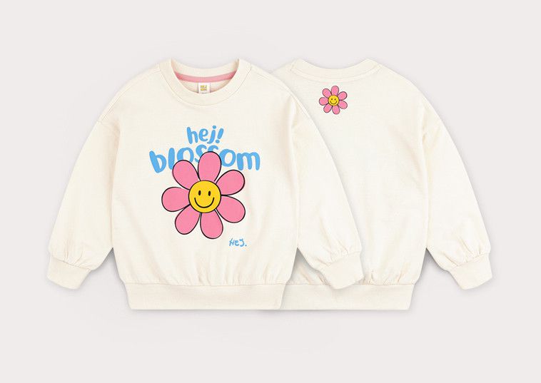 韓國 HEJMINI - 微笑花朵大學T