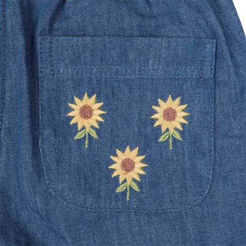 7分褲-口袋刺繡-深藍