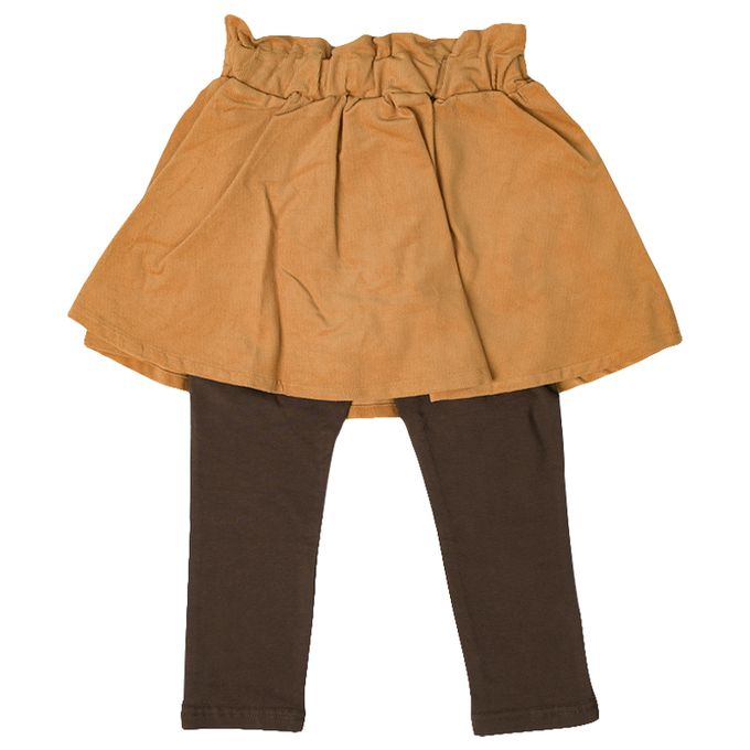 akachan honpo - 假兩件裙褲-超細燈芯絨-淺卡其色