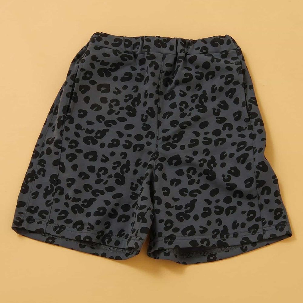 活力舒適運動風短褲-豹紋-炭灰