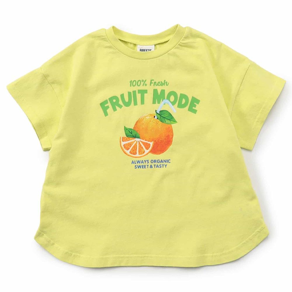 純棉沁涼寬鬆短袖上衣-柳橙汁-萊姆綠