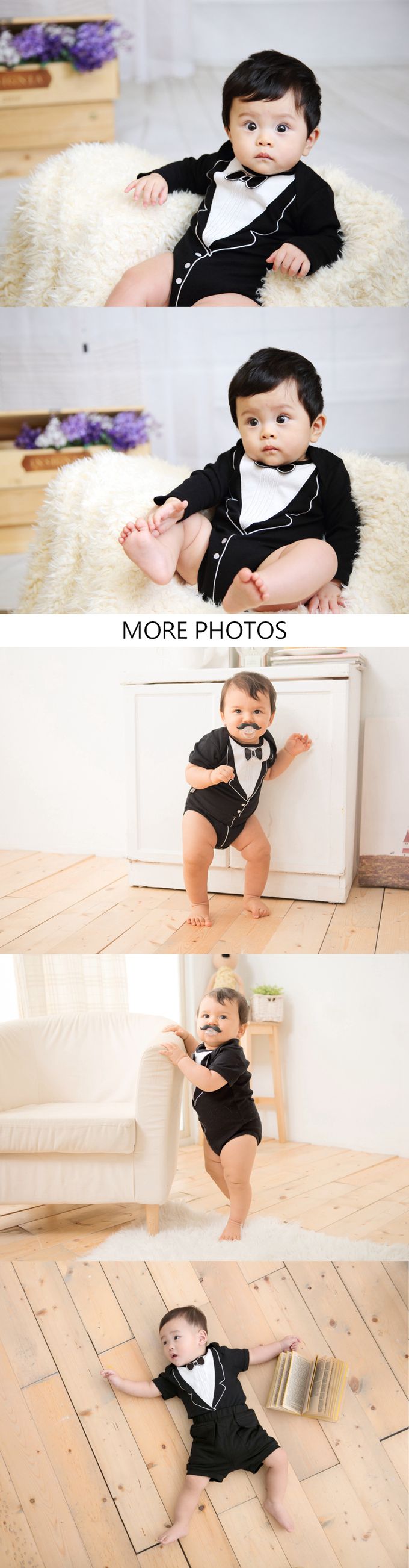 美國Frenchie MC - 嬰兒連身衣-長袖-李傲納多