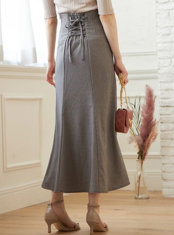 日本 GRL - 後腰綁帶設計修身魚尾長裙-蘋果綠