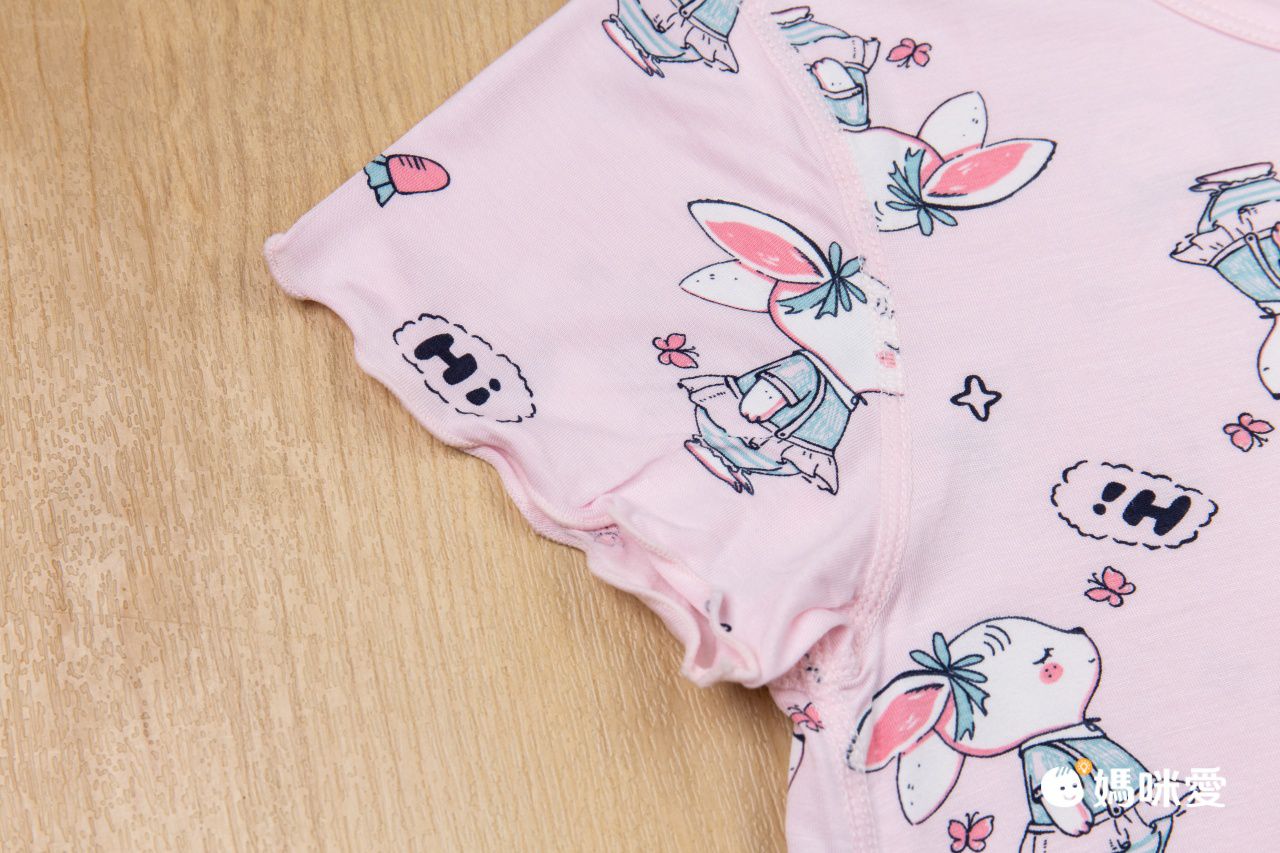 莫代爾涼感女寶連身睡裙/家居服-萌萌小兔-粉色