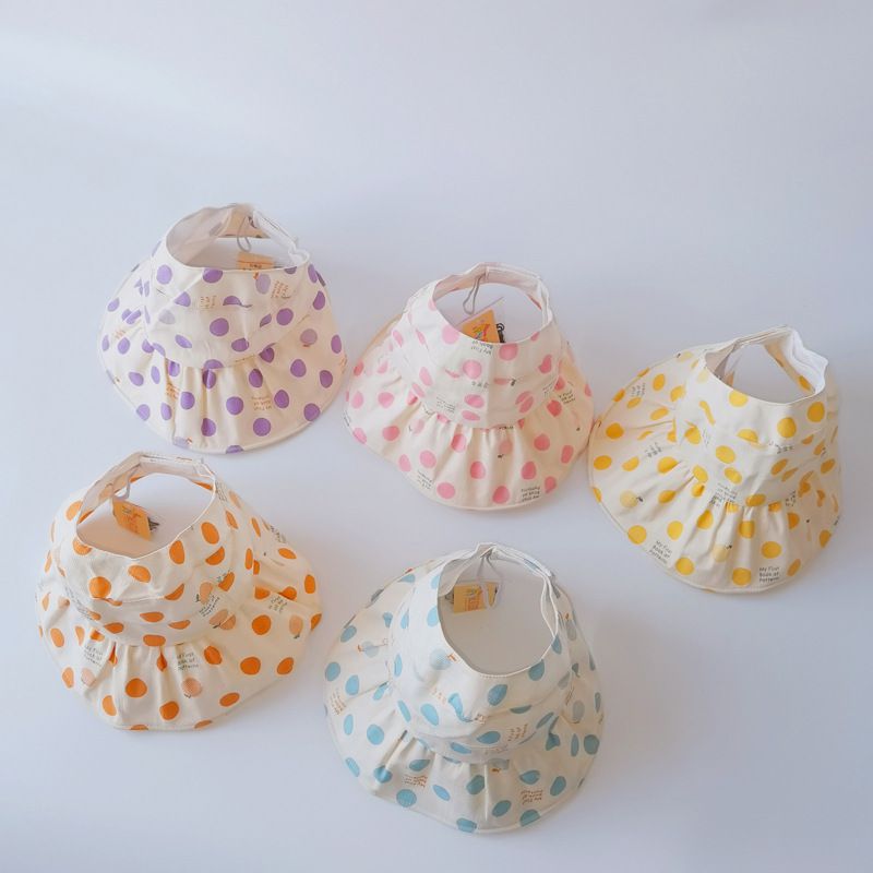 兒童薄款空頂遮陽帽-粉色點點 (49-51cm)