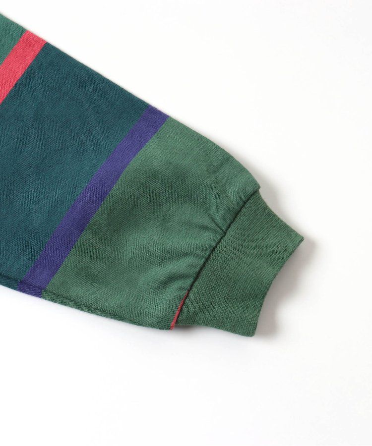 日本 BREEZE - 橄欖球風橫條長袖polo衫-紅卡其