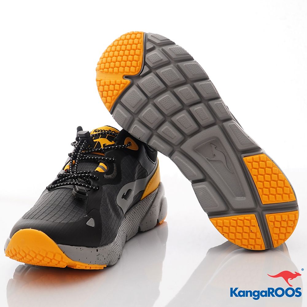 KangaROOS - 美國袋鼠鞋男段束口設計 防潑水跑鞋-運動鞋-灰黑